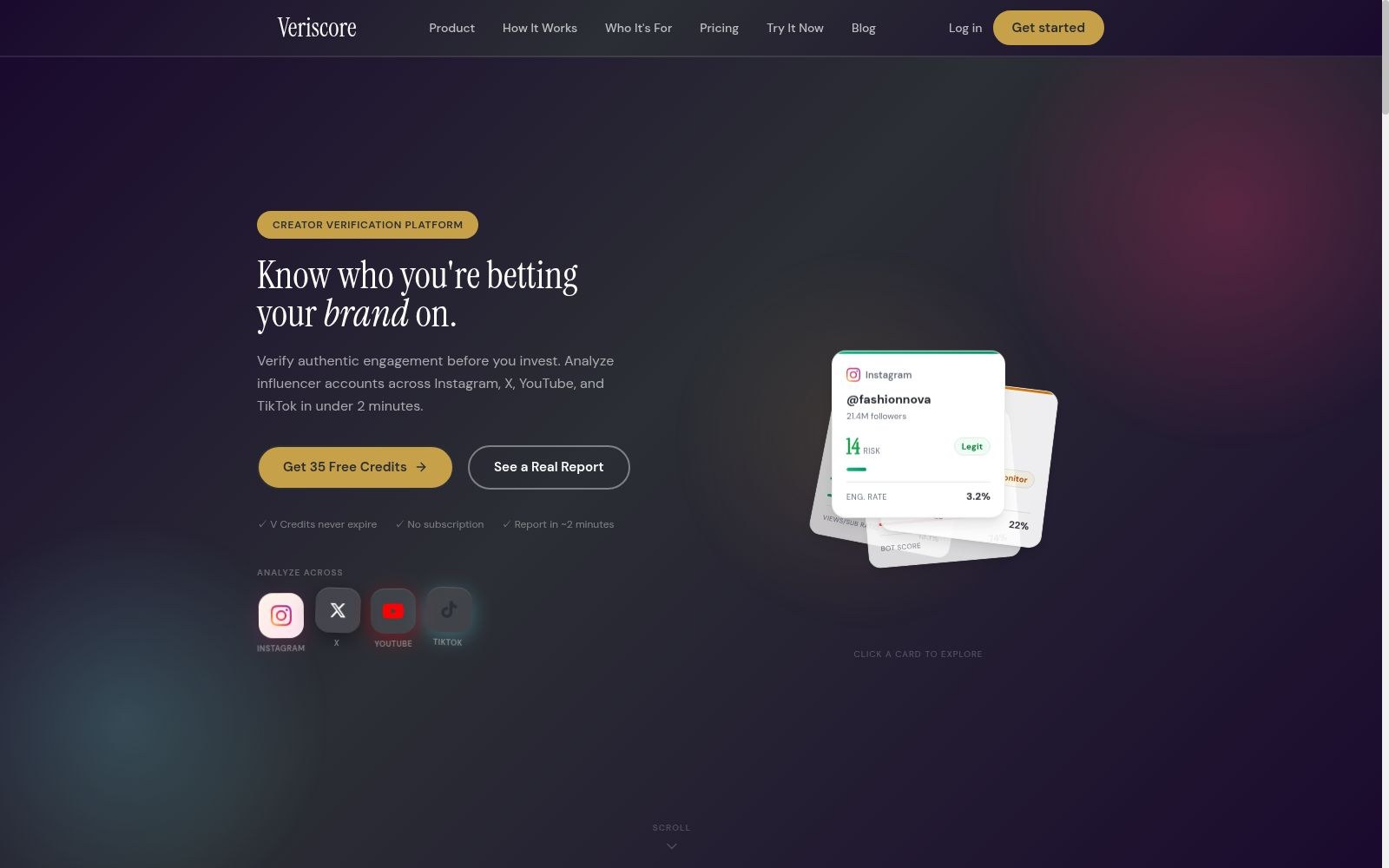 Veriscore product interface